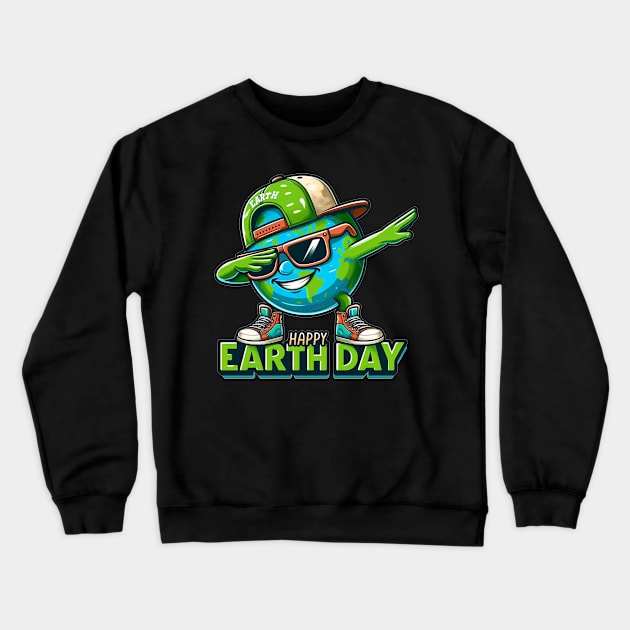 Earth Day 2024 Funny Earth Day Kids Toddler Girls Boys Dab Crewneck Sweatshirt by HBart